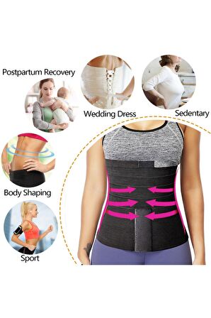 CKSpor Tummy Wrap Bel Inceltici Yağ Yakıcı Sıkılaştırıcı 4 Mt Kum Saati Bel Korsesi Tummy Wrap Waist