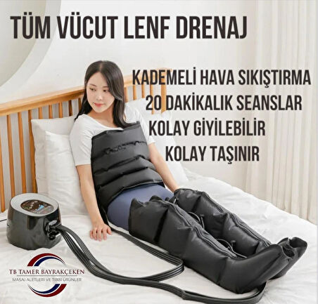 Hava Basinçli 5 Odali Bacak Kol Karin Giyilebilir Kontrol Panelli Lenf Drenaj Masaj Aleti
