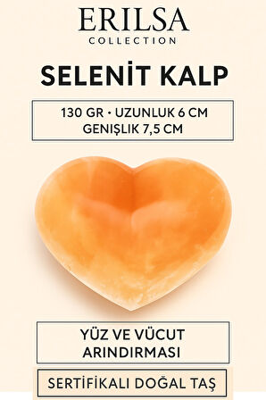 Sertifikalı İri Kalp Model Turuncu Selenit Taşı – Yüz ve Vücut Masaj & Arındırma Taşı
