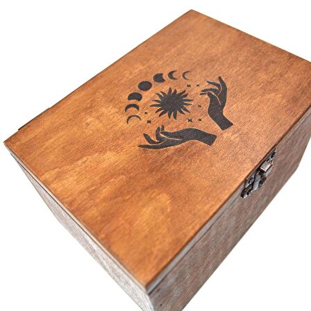 Tarot Kartı Kutusu Saklama Kutusu Oyma Dekorlu El Yapımı 18cmx10,5cm Genişlik, 10cm yükseklik
