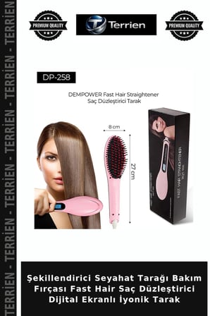 Şekillendirici Seyahat Tarağı Bakım Fırçası Fast Hair Saç Düzleştirici Dijital Ekranlı İyonik Tarak