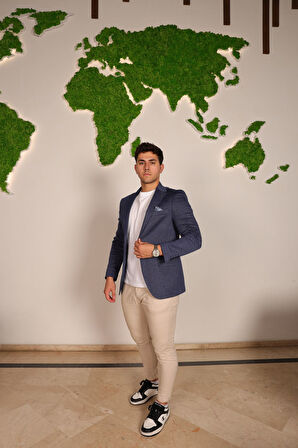 Vad Mavi 1263 Erkek Blazer Spor Ceket