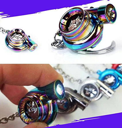 TURBO TASARIMLI DÜĞMELİ LED IŞIKLI PİLLİ TURBO SES ANAHTARLIK - KROM RENK 