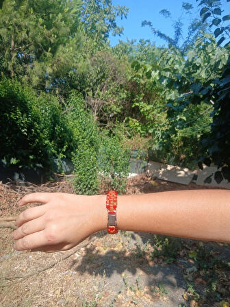 PARACORD BİLEKLİK TURUNCU KOBRA MODELİ