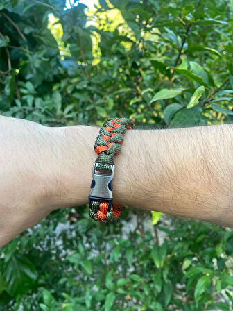 PARACORD BİLEKLİK TURUNCU-HAKİ SHARK MODELİ