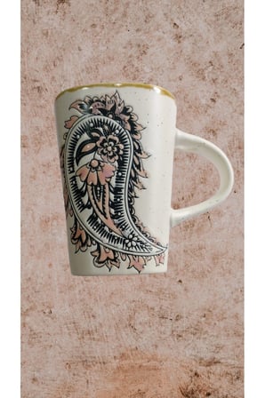 Meloria Seramik Kabartma Desenli Kaşıklı Kupa 280 ml - Somon
