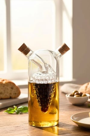 Vignora Çift Katmanlı Borosilikat Cam Yağlık Sirkelik Üzüm Figürlü Damlatmaz Şişe 350 ml