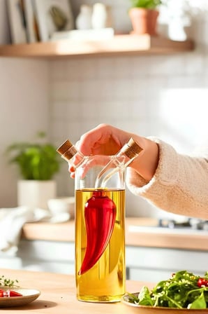 Capsi Çift Katmanlı Borosilikat Cam Yağlık Sirkelik Biber Figürlü Damlatmaz Şişe 350 ml