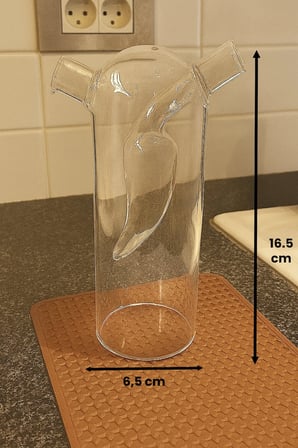 Capsi Çift Katmanlı Borosilikat Cam Yağlık Sirkelik Biber Figürlü Damlatmaz Şişe 350 ml