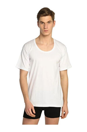 Erkek Koyu Yeşil Yarım Kollu Bisiklet Yaka Pamuk Penye Atlet 6'lı