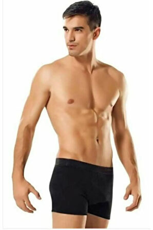 Erkek Siyah Elastan Likralı Boxer 3'lü