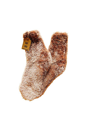 Tüylü Kışlık Termal Çorap Dikişsiz Peluş Şık Rahat Vizon Ev-parti Çorabı