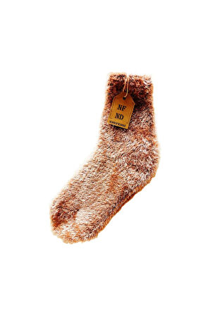 Tüylü Kışlık Termal Çorap Dikişsiz Peluş Şık Rahat Vizon Ev-parti Çorabı