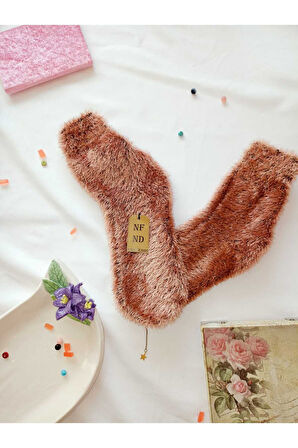 Tüylü Kışlık Termal Çorap Dikişsiz Peluş Şık Rahat Vizon Ev-parti Çorabı