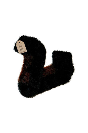 Tüylü Kışlık Termal Çorap Dikişsiz Peluş Patik Şık Rahat Siyah Kahve Ev-parti Çorabı