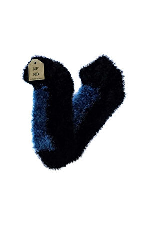 Tüylü Kışlık Termal Çorap Dikişsiz Peluş Patik Şık Rahat Siyah Mavi Ev-parti Çorabı