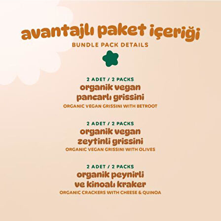 Organik Tuzlu Kraker & Grissini Atıştırmalık Paketi - 6 adet (3 çeşit)