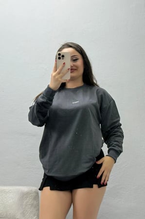 Kadın Baskılı 2 İplik Sweat Antrasit