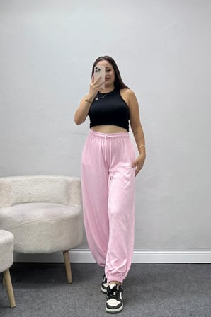 Kadın Paça Lastikli Modal Eşofman Altı Pembe