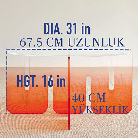 Tuva Reklam Şeffaf Turuncu Pleksi Yeni Nesil Modern Orta Sehpa Salon Oturma Yatak Oda Komodin