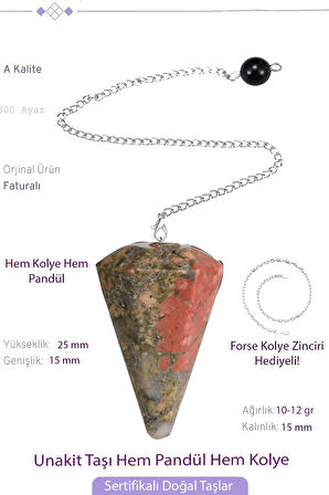 Sertifikalı Unakit Taşı Pandül Sarkaç Hem Pandül - Hem Kolye