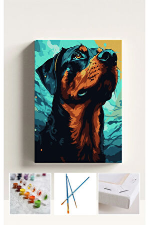 Sayılarla Boyama Çerçeveli Hobi Seti Numaralı Tuval Fırça Boya Dahil Kasnaklı 40X50 Cm