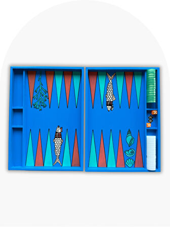 Balık Model Ahşap Tasarım Tavla 