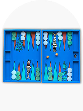 Balık Model Ahşap Tasarım Tavla 