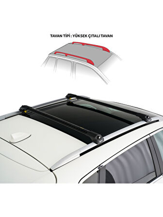 Dacia Renault Duster 2018-2025 Uyumlu Turtle Air-1 Full Kit Tavan Ara Atkı Seti 1002 82-86cm Siyah
