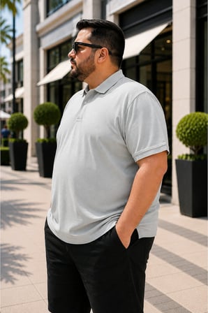 Erkek Battal Beden Büyük Beden Likralı Polo Yaka Tişört Rahat Kalıp