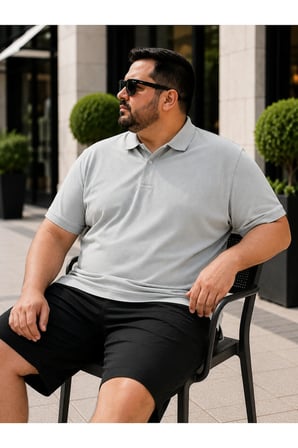 Erkek Battal Beden Büyük Beden Likralı Polo Yaka Tişört Rahat Kalıp