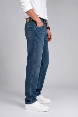 Erkek Boyfriend Jean Pantolon Yıkamalı Desenli Rahat Kesim Günlük Kot Pantolon