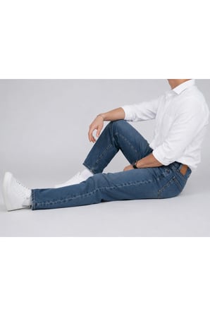 Erkek Boyfriend Jean Pantolon Yıkamalı Desenli Rahat Kesim Günlük Kot Pantolon