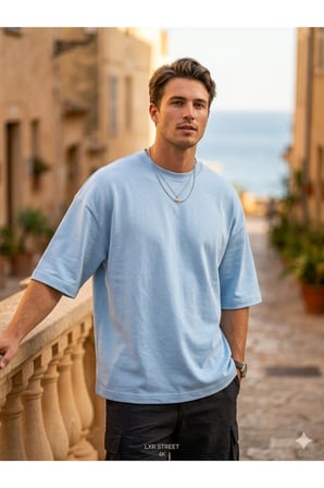 Erkek Oversize Tişört Bisiklet Yaka Basic Bol Kesim Kısa Kollu Günlük T-Shirt