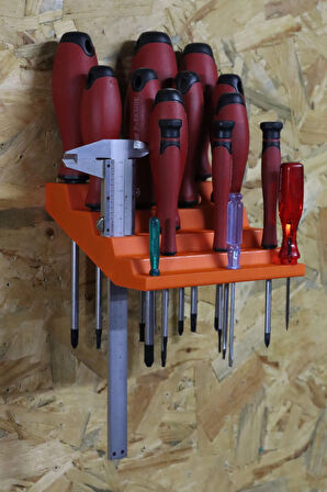 3D Printer Sepeti 35'li Tornavida Rafı ve Kumpas Tutucu Duvar Standı