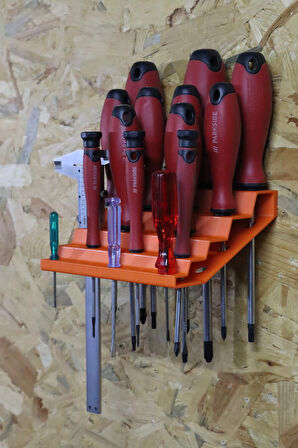 3D Printer Sepeti 35'li Tornavida Rafı ve Kumpas Tutucu Duvar Standı