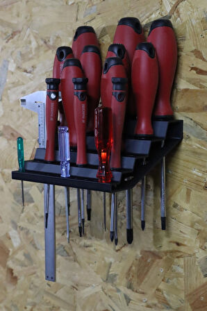 3D Printer Sepeti 35'li Tornavida Rafı ve Kumpas Tutucu Duvar Standı