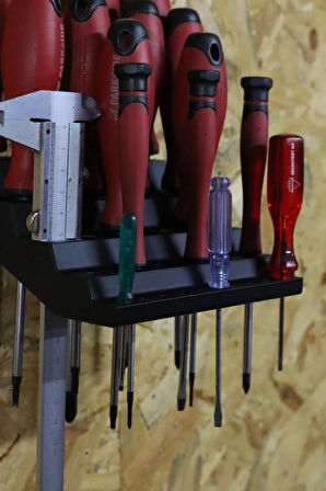 3D Printer Sepeti 35'li Tornavida Rafı ve Kumpas Tutucu Duvar Standı