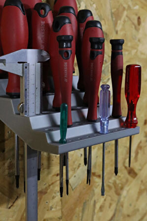 3D Printer Sepeti 35'li Tornavida Rafı ve Kumpas Tutucu Duvar Standı