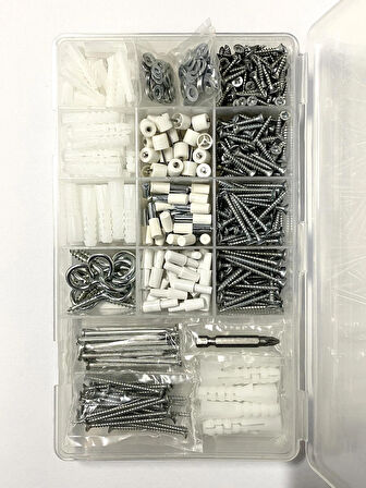 3D Printer Sepeti 566 Parça Çok Amaçlı Tamir ve Montaj Seti (Vida-Dübel-Çivi-Raf Pimi-Pul-Bits Uç-Kanca)