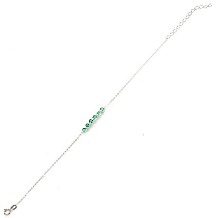 925 Ayar Gümüş Zümrüt Taşlı 6 Sıra Suyolu Bileklik