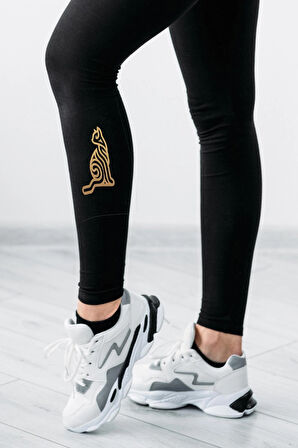 TWINTICKS YÜKSEK BEL PUSH UP BASKILI ESNEK VE BEL BASEN TOPARLAYICI SPOR FİTNESS PİLATES YOGA SİYAH TAYT
