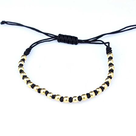 925 Ayar Gümüş Sarı Top İpli Bileklik