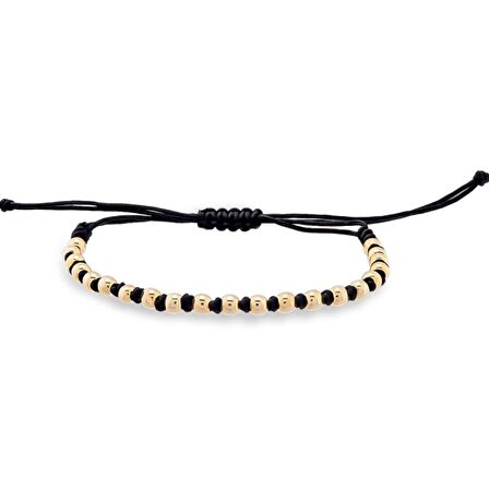 925 Ayar Gümüş Sarı Top İpli Bileklik