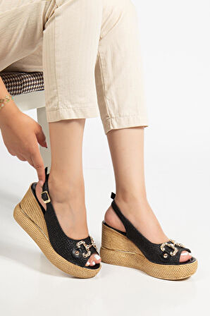 Suins Twine Model Kadın Taşlı Platform Sandalet