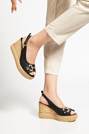 Suins Twine Model Kadın Taşlı Platform Sandalet