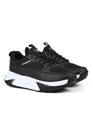 Kadın Kalın Tabanlı Siyah Sneaker Spor Ayakkabı – Rahat, Şık ve Günlük Kullanıma Uygun
