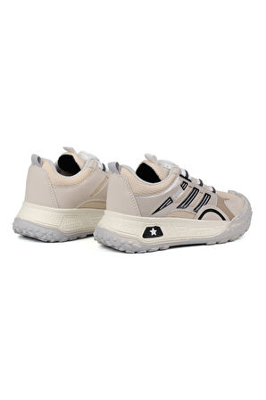 Kız Çocuk Bej Siyah Günlük Spor Ayakkabı | Rahat Yürüyüş ve Koşu Sneaker - Şık ve Dayanıklı Tasarım