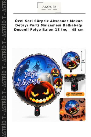 Özel Seri Sürpriz Aksesuar Mekan Detayı Parti Malzemesi Balkabağı Desenli Folyo Balon 18 İnç – 45 cm