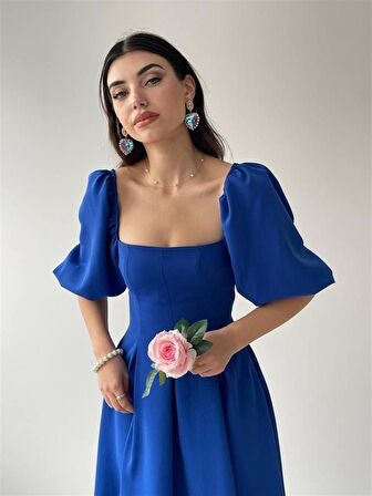 Mavi Benjamin Çan Etekli Midi Boy Elbise 